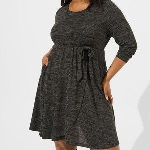 NWT Torrid Super Soft At the Knee Hacci Faux Wrap Dress Sizes Medium-Lrg & 3X